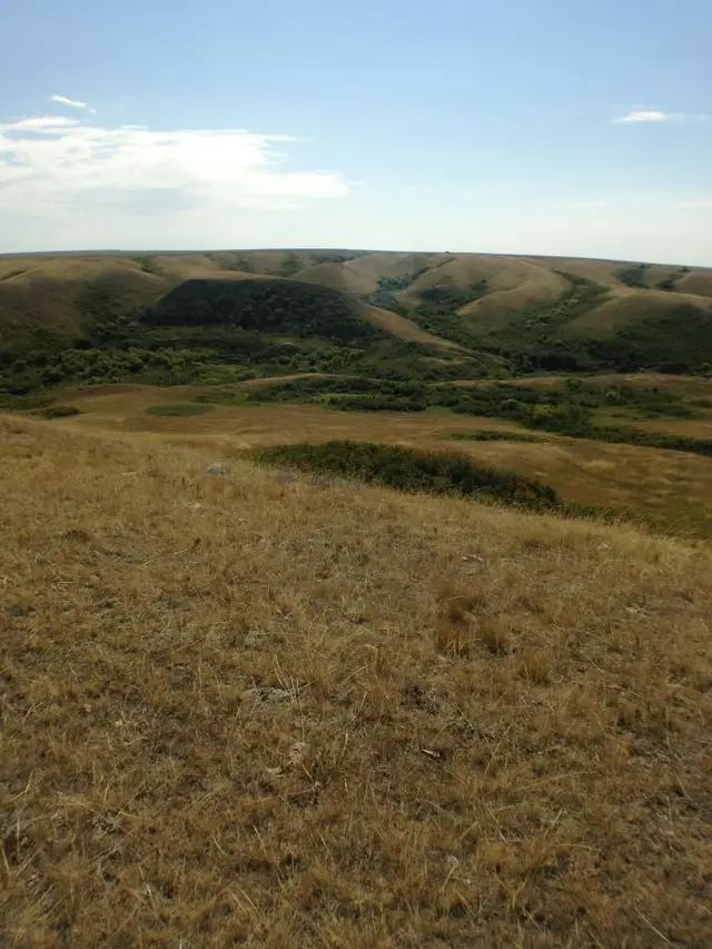 Rolling prairie hills at the buffalo jump, Ancient Echoes